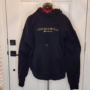 NBA Style Signature Chacago Bulls Hoodie Raised Letter Size XL Black and Gold